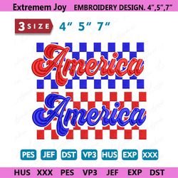 retro america embroidery design, america embroidery design,