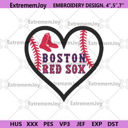 boston red sox baseball heart logo machine embroidery digitizing