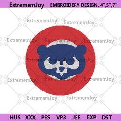 chicago cubs bear head red circle logo machine embroidery file