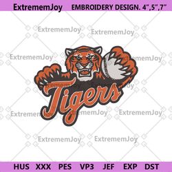 detroit tigers baseball curves logo machine embroidery digitizing