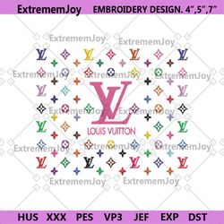 lv louis vuittion fashion logo rainbow wrap embroidery design download file.