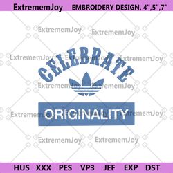 adidas celebrate originality logo blue leaf box embroidery digital file.