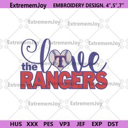 love the rangers mlb logo embroidery design file