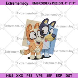 bluey bingo embroidery instant files, cute bluey together embroidery dowmload design, bluey cartoon embroidery instants