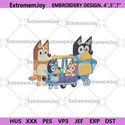 bluey cartoon family embroidery design instant download, bluey family machine embroidery, bluey family embroidery digita