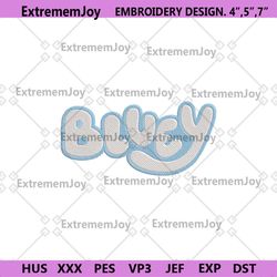 bluey embroidery file, bluey wordmarks embroidey download digital files, bluey cartoon embroidery digital file download