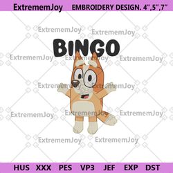 cute bingo embroidery design, bingo machine embroidery design file, bluey family file embroidery instant digital design