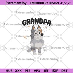 bobba bluey machine embroidery digital design, grandpa bob bluey embroidery instant file, bluey character embroidery ins
