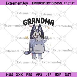 nana bluey machine embroidery download, grandma bluey embroidery design files, bluey family embroidery digital instant d