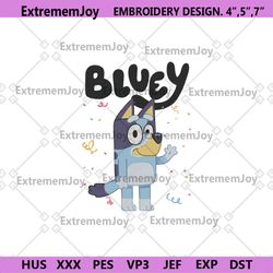 cute bluey embroidery designs, bluey character machine embroidery digital file, bluey cartoon embroidery file
