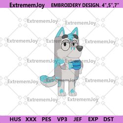 bluey character embroidery file design, bluey cartoon embroidery download file, dog family digital file, cartoon embroid