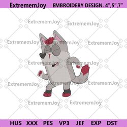 funny wolfdog machine embroidery design, bluey character embroidery digital download, bluey cartoon embroidery file desi