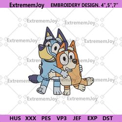 bingo bluey embroidery instant file, cartoon funny bluey and sister machine embroidery design, bluey family embroidery f