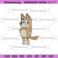 cartoon mum bluey machine embroidery digital file, chilli cartoon bluey embroidery files instant, chilli heeler digital