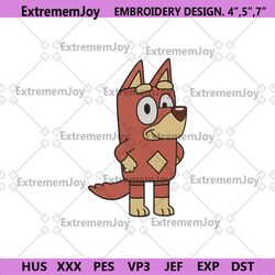 rusty bluey embroidery file, bluey red kelpie embriodery designs, bluey character file machine embroirdery instant digit