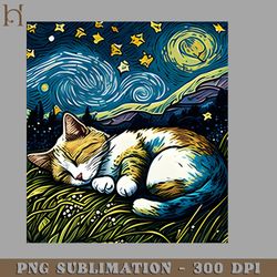 van ogh starry ight cat cat lover png download