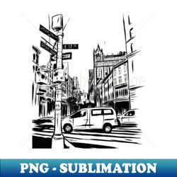 city scape - retro png sublimation digital download - bring your designs to life