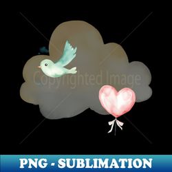 bird and balloon - retro png sublimation digital download - perfect for sublimation art