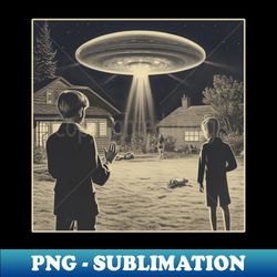 childhood ufo encounter memories vintage comics style drawing - modern sublimation png file - bold & eye-catching