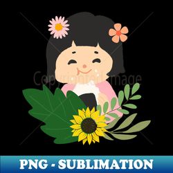 flower child smiling - decorative sublimation png file - unleash your inner rebellion