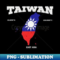 Taiwanese flag and map Taiwan coordinates Taiwan location Taiwan vacation apparel - Exclusive Sublimation Digital File - Instantly Transform Your Sublimation Projects