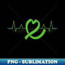 Organ Transplant Heartbeat Green Ribbon - Organ Transplant Organ Donation - Digital Sublimation Download File - Unlock Vibrant Sublimation Designs