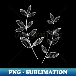 abstract branches with leaves - black and white - decorative sublimation png file - perfect for creative projects