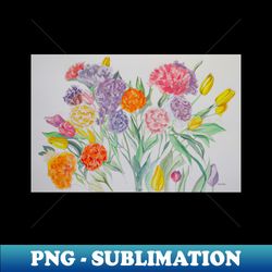 a burst of flowers - retro png sublimation digital download - perfect for personalization