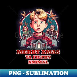 merry xmas ya filthy animal - vintage sublimation png download - unleash your inner rebellion