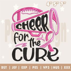 cheer for the cure embroidery design, breast cancer awareness embroidery machine design, pink ribbon embroidery file, in