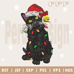 christmas embroidery designs, christmas black cat embroidery, christmas animal embroidery filles, merry xmas embroidery,