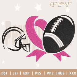 breast cancer football embroidery design, breast cancer awareness embroidery machine file, awareness pink ribbon design,