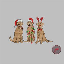 christmas golden retriever embroidery design, three dogs christmas machine embroidery files, christmas embroidery machin