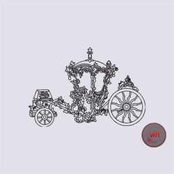 carriage machine embroidery design, instant download princess carriage machine embroidery design, carriage line art embr