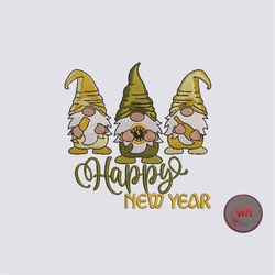 new year gnome embroidery design, 2024 new year gnomes embroidery machine files, happy new year gnomes, instant download