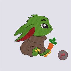 baby yoda with carrot embroidery design, baby yoda embroidery design, yoda embroidery design, baby yoda grogu embroidery