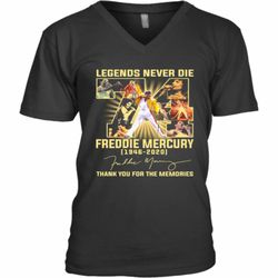 legends never die 74 freddie mercury 1946 2020 thank you for the memories signature v-neck t-shirt