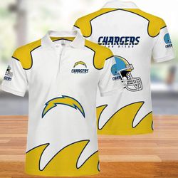 los angeles chargers polo t-shirt 3d all over prints white