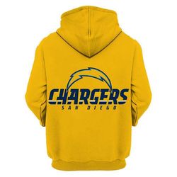 los angeles chargers printed hooded pocket pullover sweater