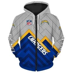 los angeles chargers zip up hoodie unisex 3d all over print