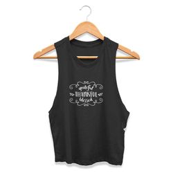 thankful grateful blessed quotes womans crop tanktop tee