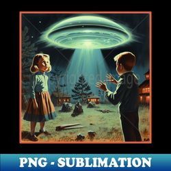 childhood ufo encounter memories vintage comics style drawing - vintage sublimation png download - perfect for personalization