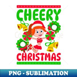 christmas cheerleader shirt  cheery christmas - decorative sublimation png file - spice up your sublimation projects
