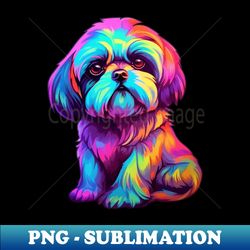 colorful shih tzu - instant png sublimation download - stunning sublimation graphics