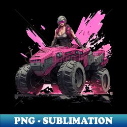 cyber punk armored quad bike and driver - png transparent sublimation file - bold & eye-catching