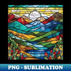 stained glass landscape - png sublimation digital download - fashionable and fearless