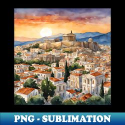 athenian sunset watercolor wonder - png transparent sublimation file - stunning sublimation graphics