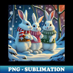 christmas rabbits - modern sublimation png file - defying the norms