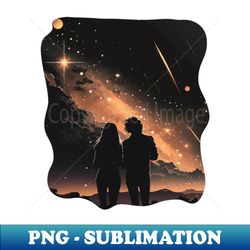 couple watching  a shooting star - modern sublimation png file - spice up your sublimation projects
