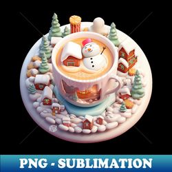 kawaii snowman cappuccino - premium png sublimation file - defying the norms